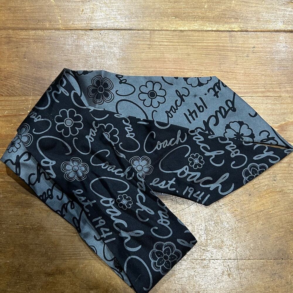 rePosh- Coach Black and Gray Signature Floral Logo Scarf